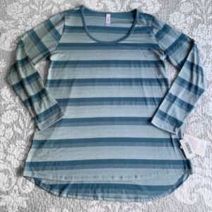 LuLaRoe Blue Striped Lynnae Long Sleeved Top